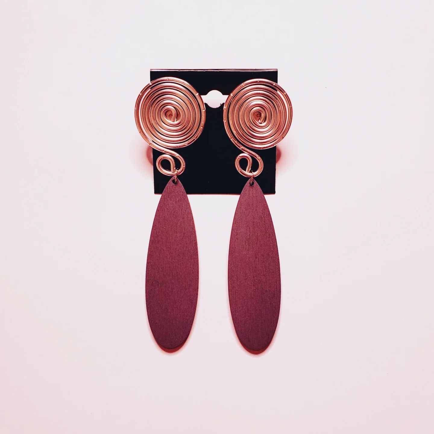 Wire &amp; Wood Stud Earrings- Gray