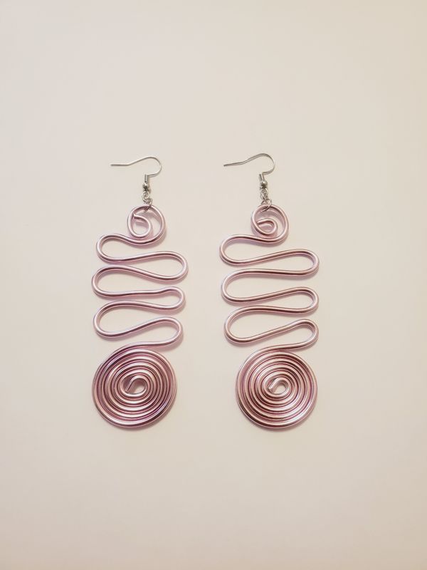 Wire Earrings- Pink