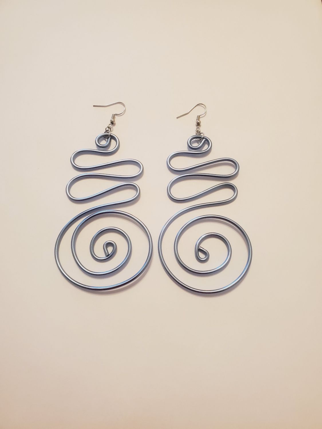 Wire Earrings- Gray Blue