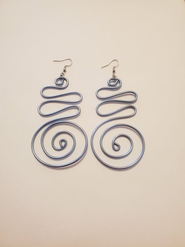 Wire Earrings- Gray Blue
