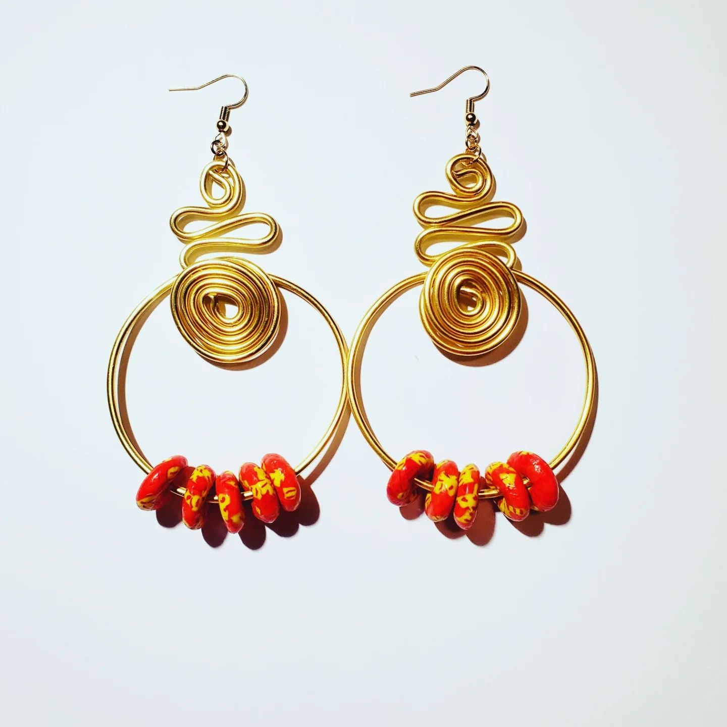 Wire Earrings w/ African Beads