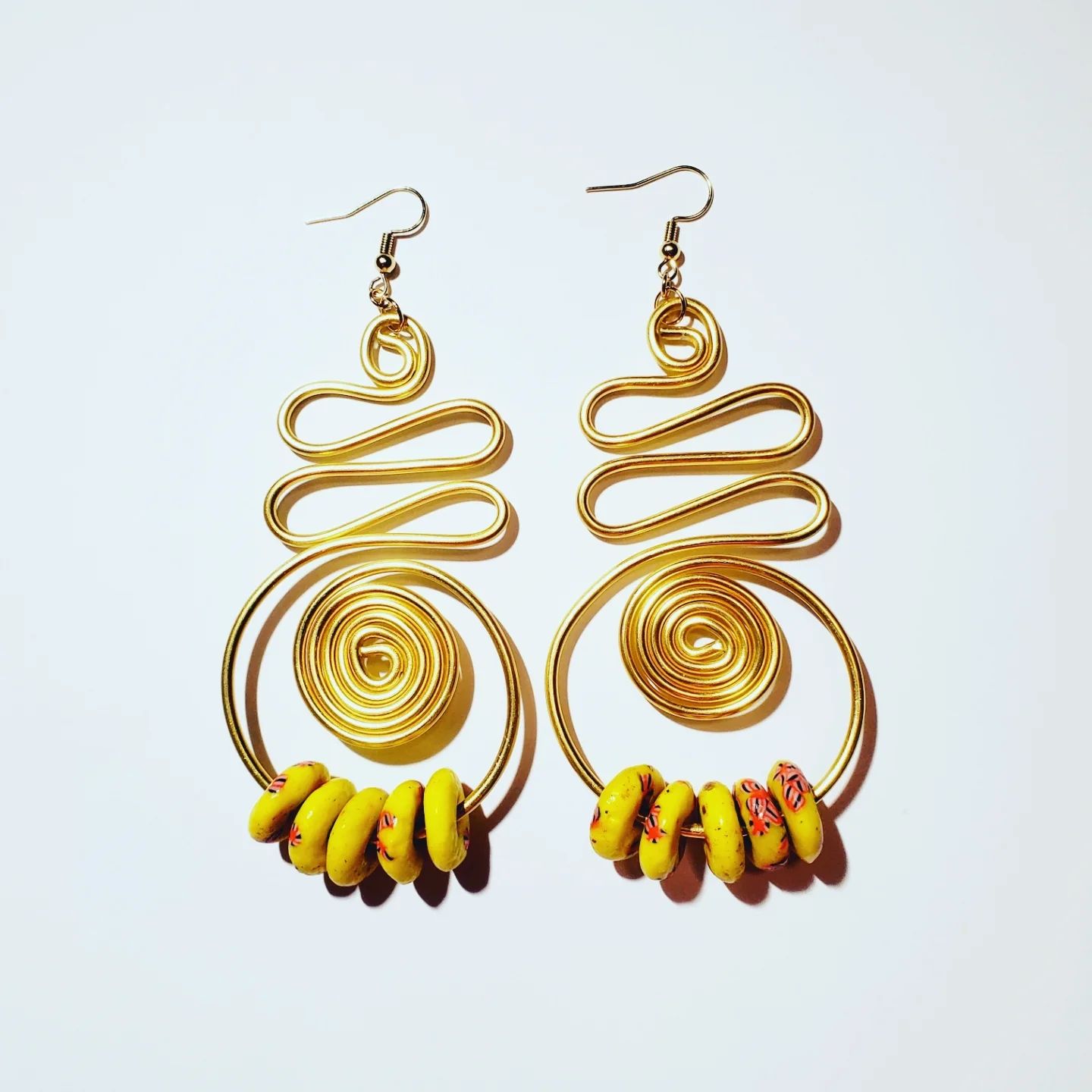 Wire Earrings w/ African Beads