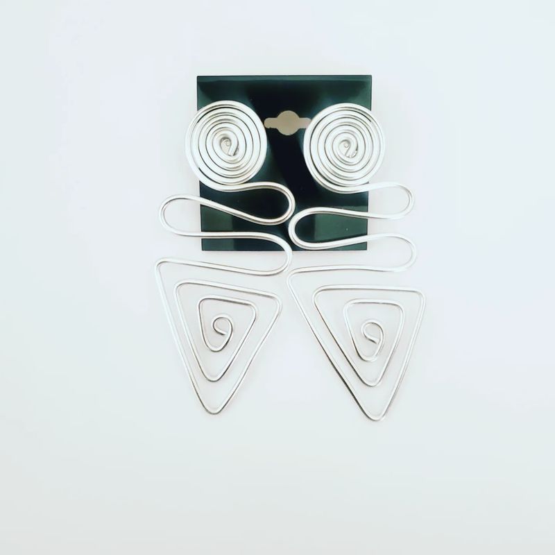 Wire Stud Earrings- Silver Triangles
