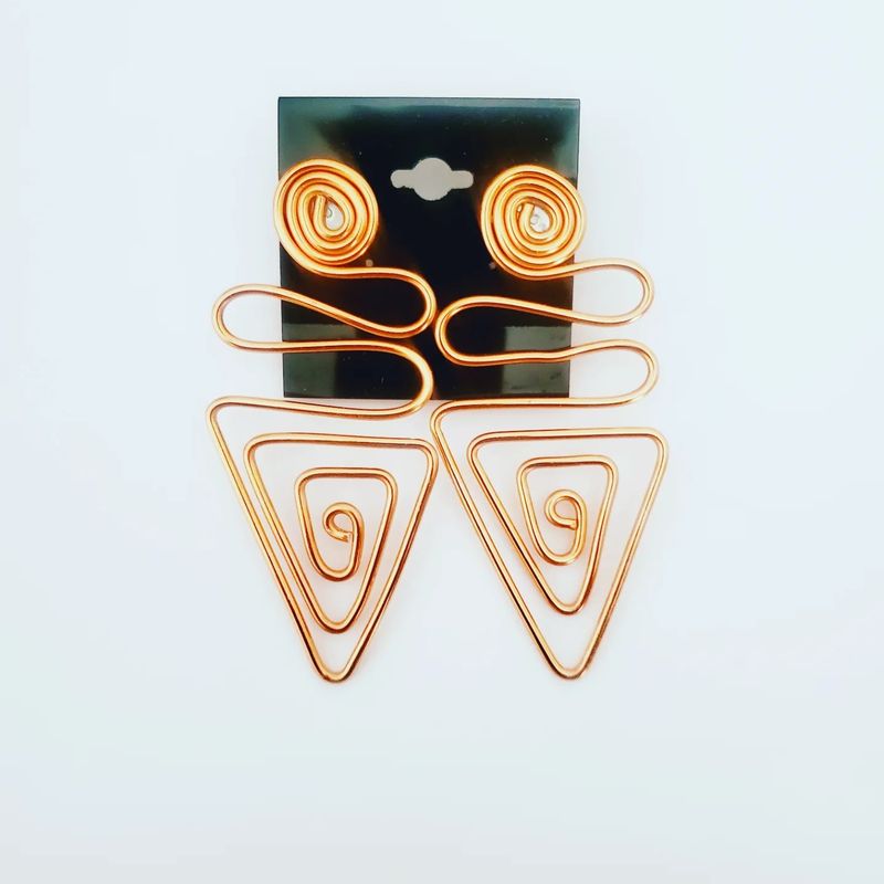 Wire Stud Earrings- Copper Triangles 