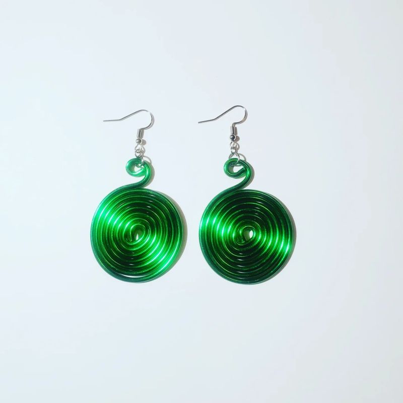 Wire Earrings- Green