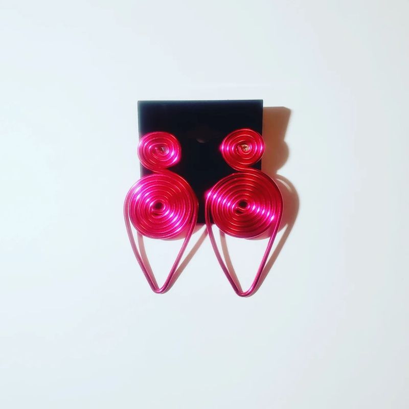 Wire Stud Earrings- Cranberry