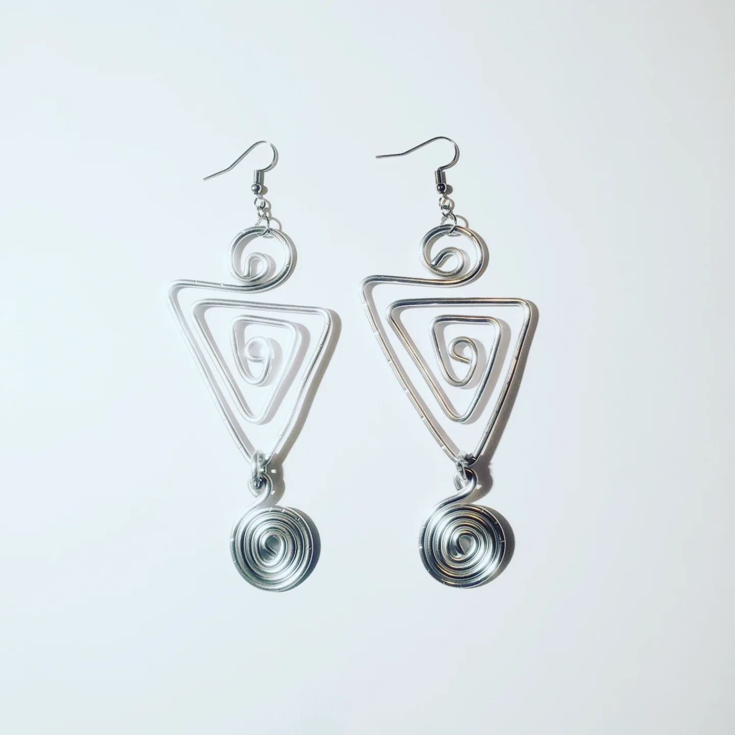 Wire Earrings- Silver Triangles