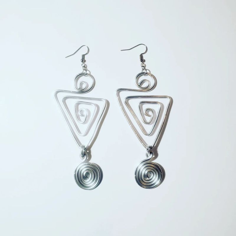Wire Earrings- Silver Triangles