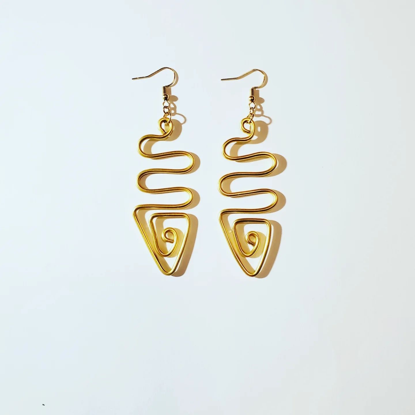 Wire Earrings- Gold Triangles