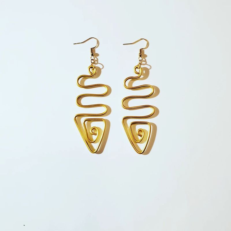 Wire Earrings- Gold Triangles