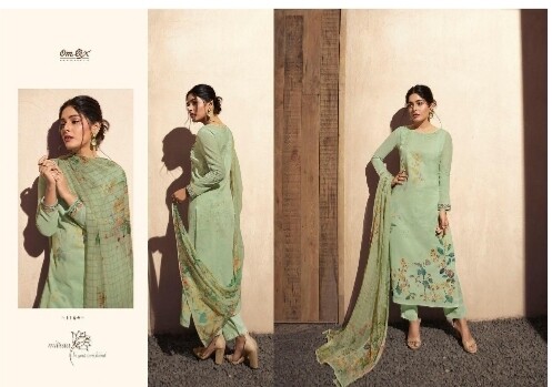 Omtex Green Printed Linan Cotton Suit (Green)