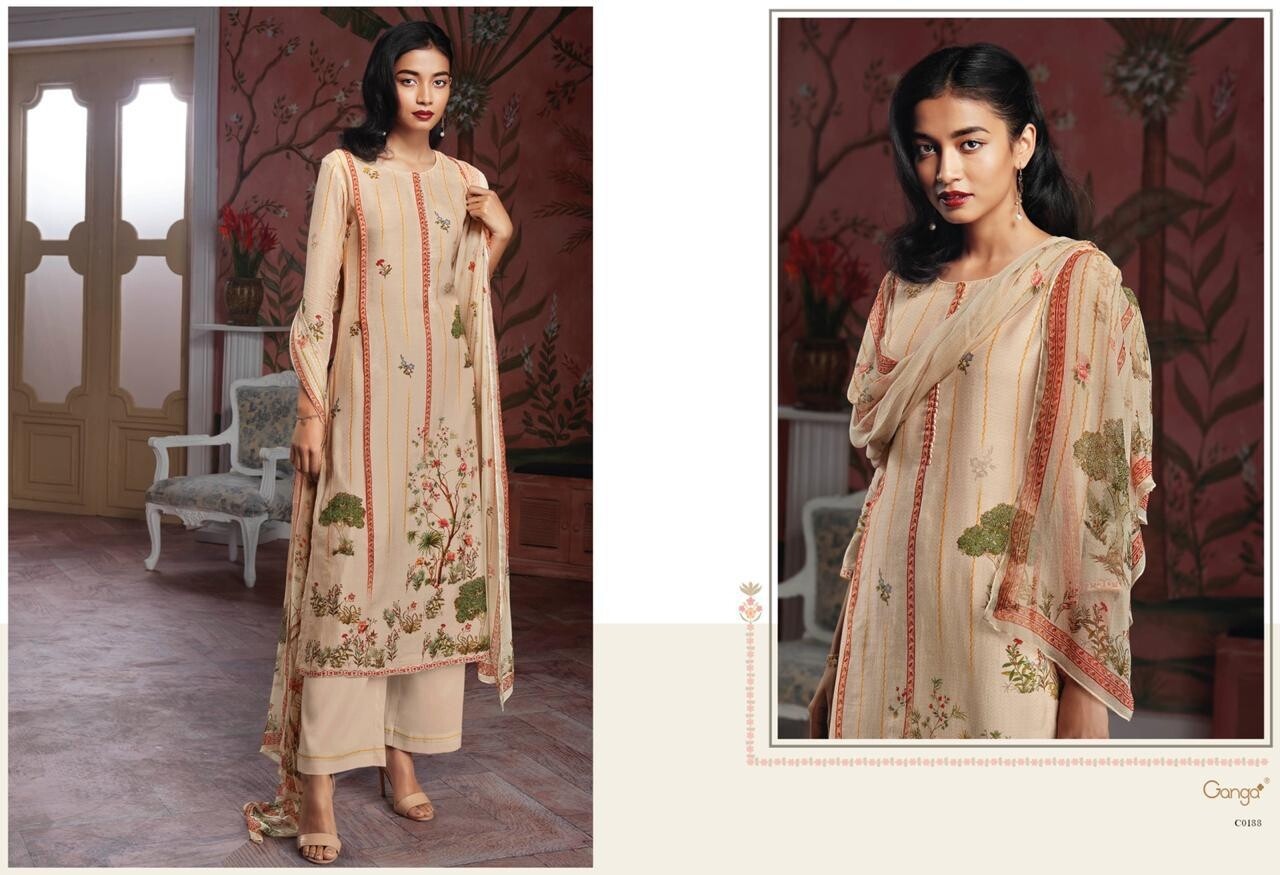 Ganga Maheshwari Designer Suit (Skin-Color)-2