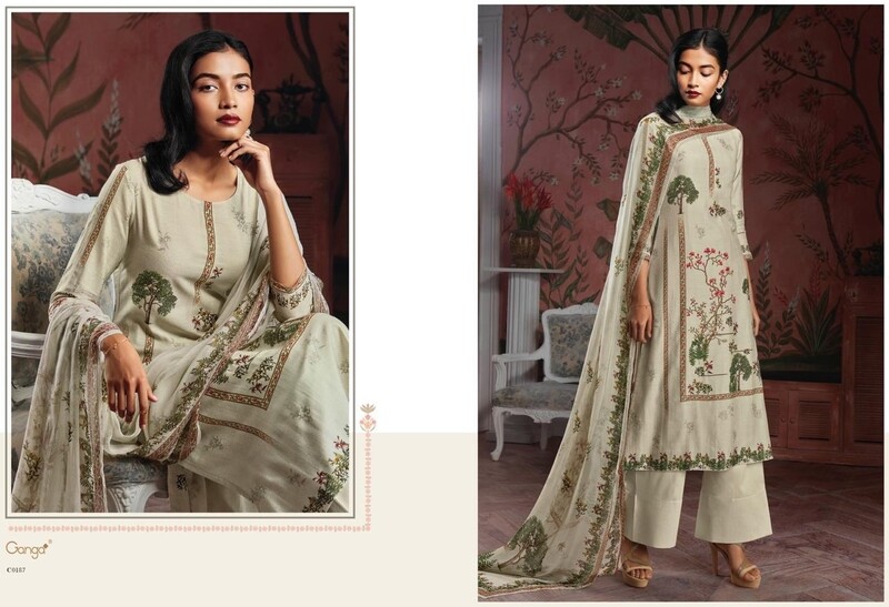 Ganga Light Green Forest Printed  Maheswari Designer Suit -1