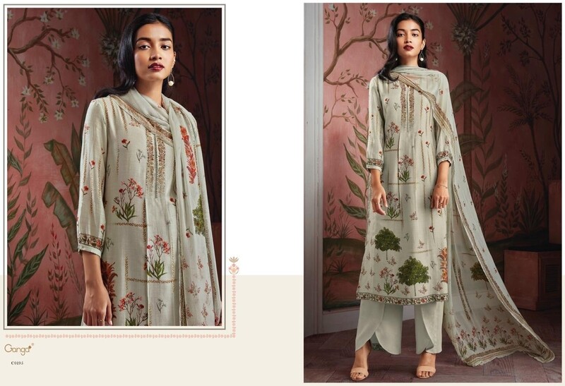 Ganga Maheswari Designer Suit Flower Print-4