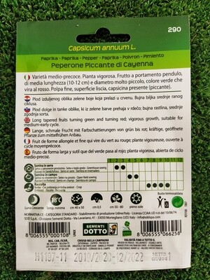 Peperoncino piccante di Cayenna - Busta semi