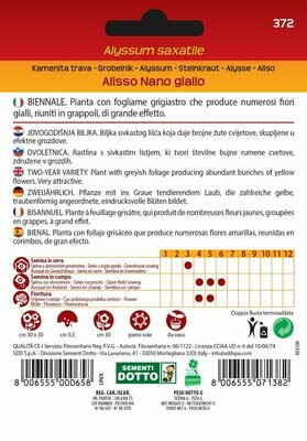 Alisso nano giallo, Alyssum - Busta semi