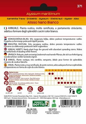 Alisso nano bianco, Alyssum - Busta semi