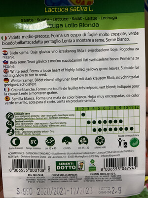 Lattuga lollo bionda - Busta semi