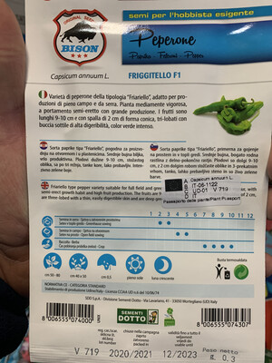 Peperone friggitello friariello - Busta semi