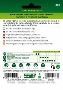 Basilico Napoletano, Basilico a foglia di Lattuga, Ocimum basilicum - Busta semi