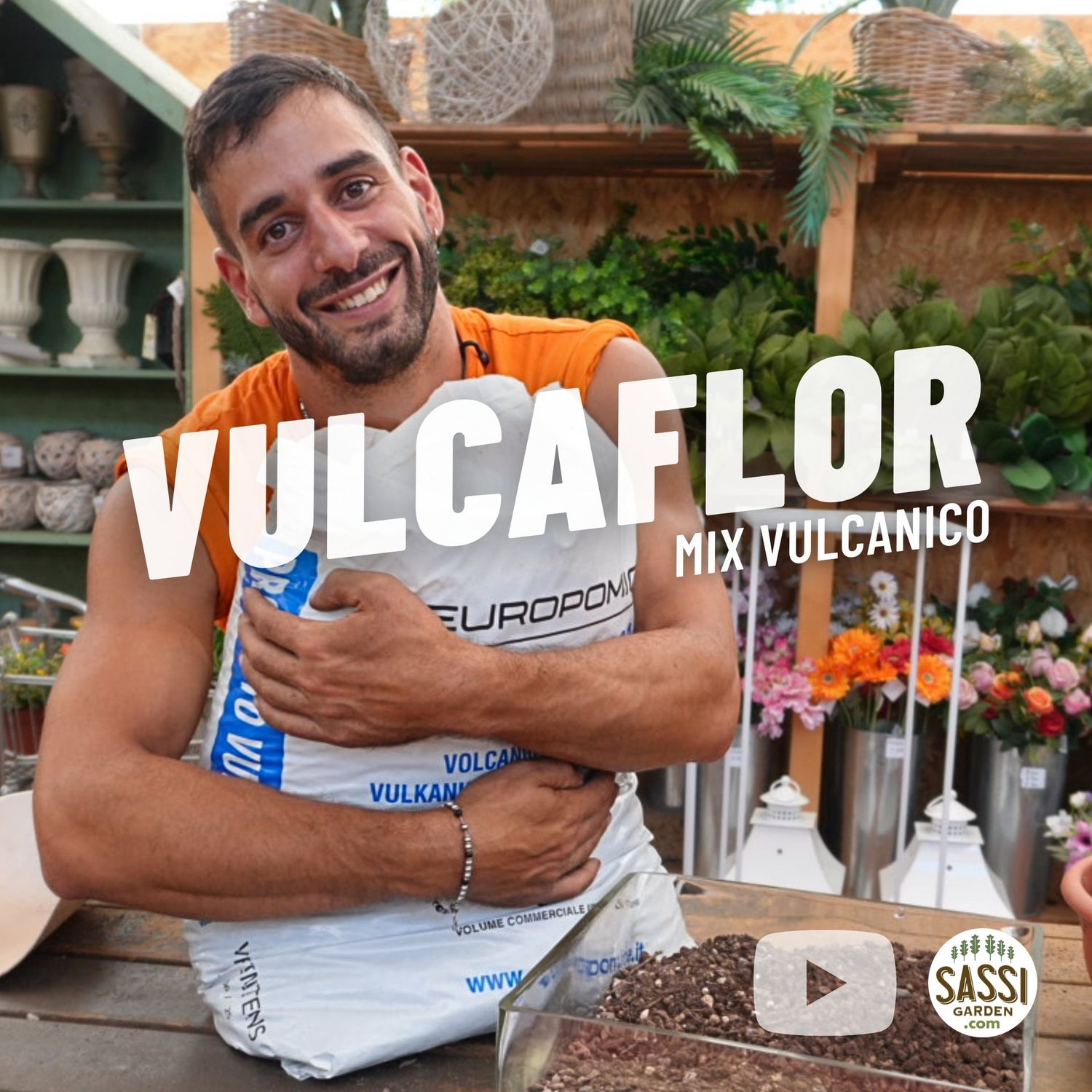 Vulcaflor intensivo, terriccio substrato vulcanico alta qualità per piante e fiori, granulometria 0/10mm Geosism - sacco 33 lt