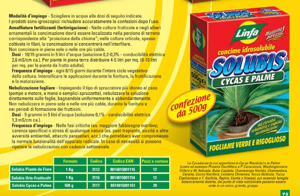 SOLUBIS Concime Cycas, Cicas e Palme idrosolubile Linfa - 500 gr