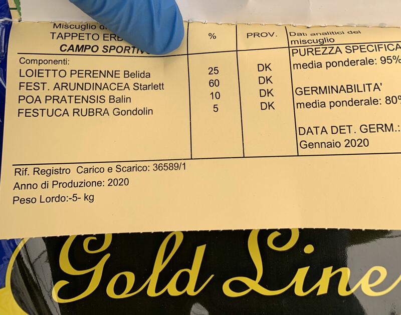 SEMENTI PER TAPPETO ERBOSO Sole/ mezz ombra SPORT 5 kg SEME SEMENZA LOIETTO FESTUCA POA