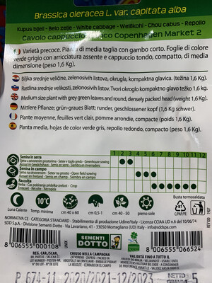 Cavolo cappuccio bianco - Busta semi