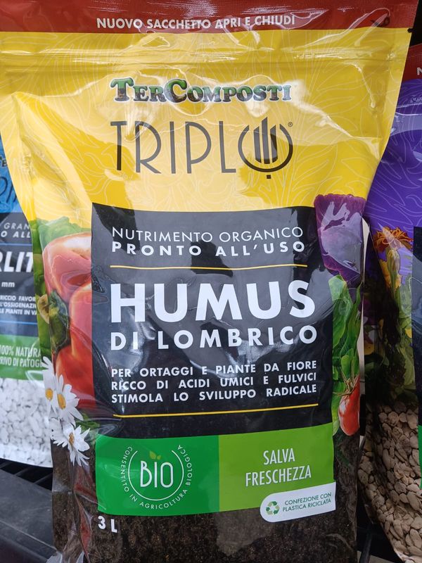 Terriccio TerComposti Triplo, Humus di Lombrico - 3 LT