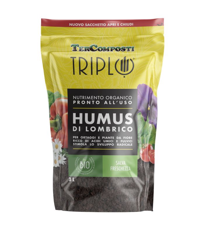 Terriccio TerComposti Triplo, Humus di Lombrico - 3 LT