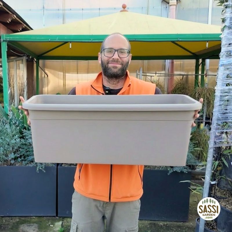 Fioriera, Vascone Decor rettangolare in plastica - 62/82/102 cm