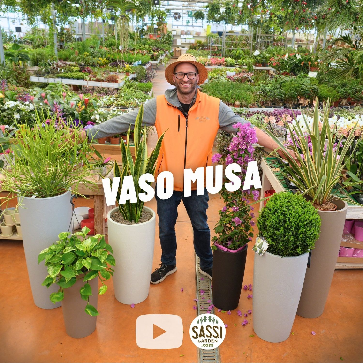 Vaso Fioriera Musa con Cestello Rimovibile - Erba