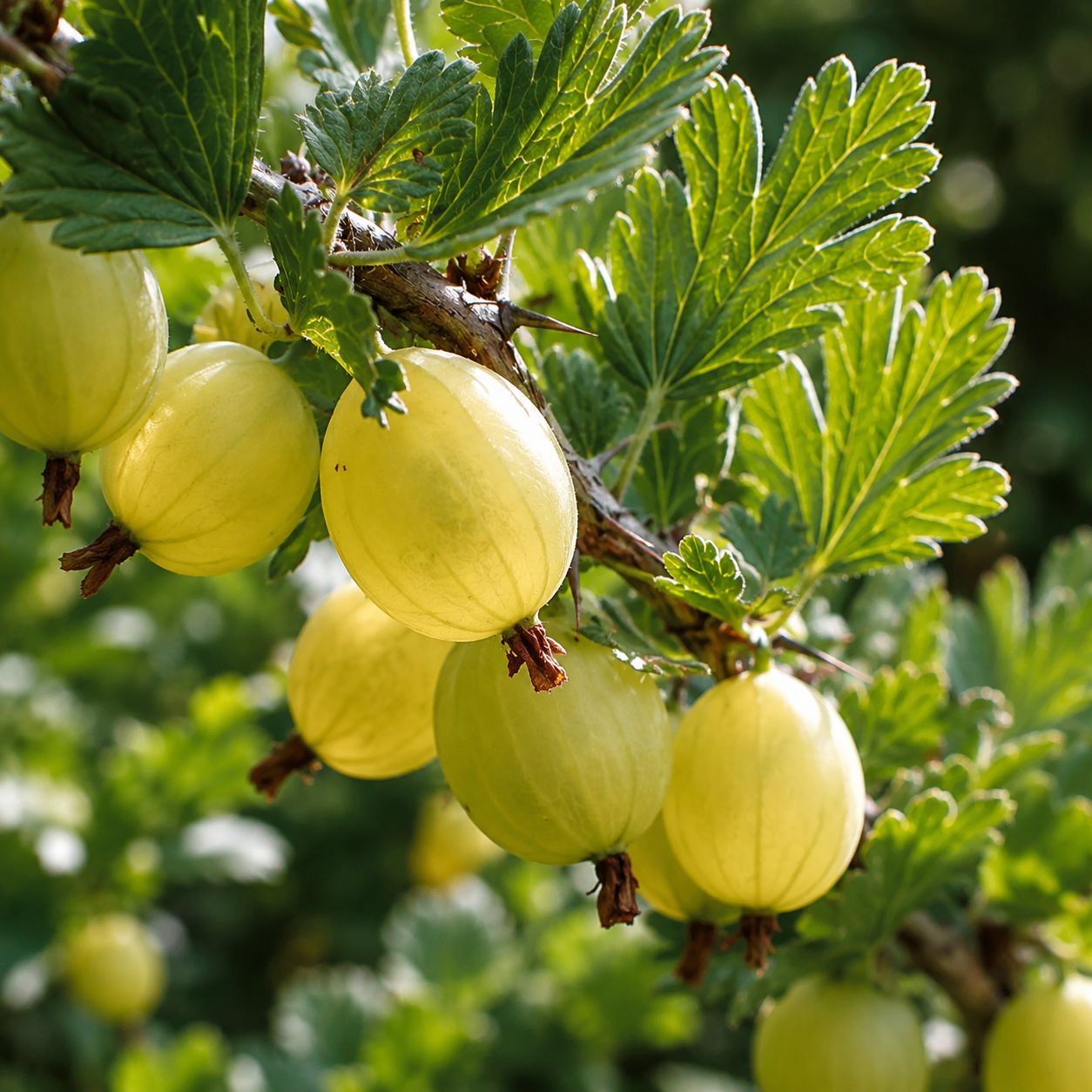 Uva spina gialla  ‘Hinnomaki Green’ - Uva spina finlandese - Ribes uva-crispa ‘Hinnomaki verde’ , vaso 18