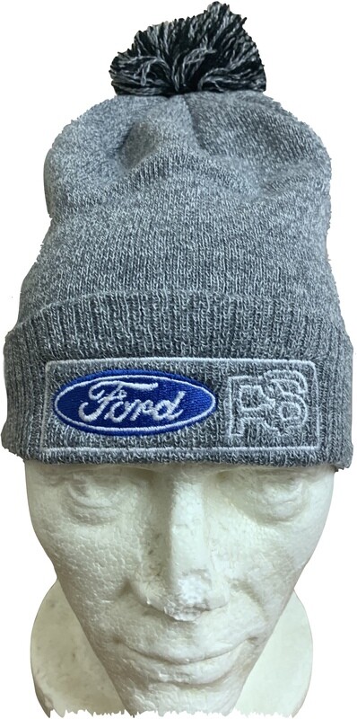 Ford RS Rally Retro  Bobble Hat Grey