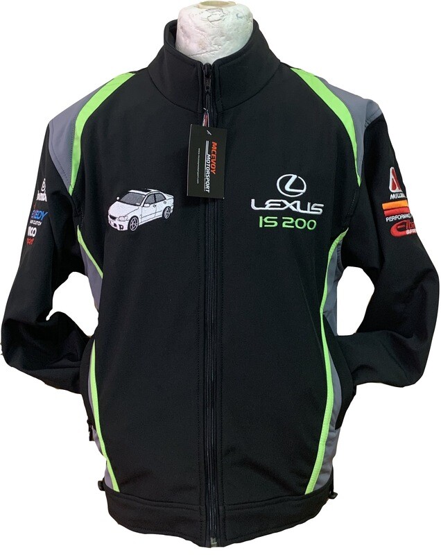LEXUS Soft shell
Black with Neon Green and Silver Breathable