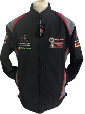 West Cork Rally New Soft Shell 3 layer Jacket Black/Silver/Red