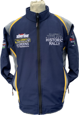 Killarney Historic Rally Soft shell
Navy with yellow and Silver Breathable
