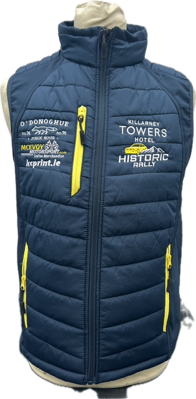 Killarney Historic Rally Puffer/Body Warmer/Gillet Navy and Yellow