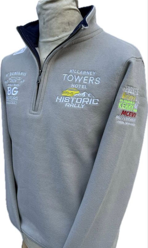 NEW Killarney Historic Contrast Quarter Zip Grey/navy