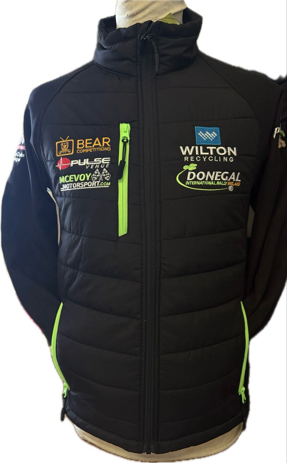New Wilton Donegal Intl Rally half puffer Jacket Black With Green Zip 2026/7