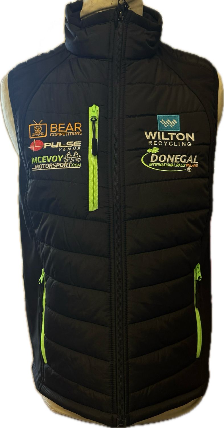 New Wilton Donegal Rally Bodywarmer/Puffer Black With Green Zips 2026/7