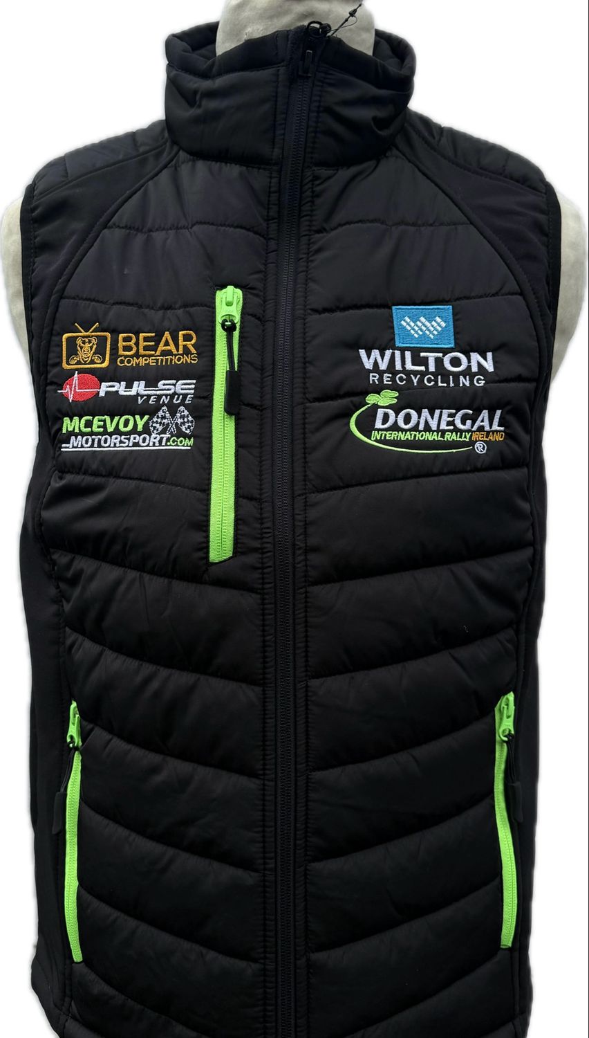 New Wilton Donegal Rally Bodywarmer/Puffer Black With Green Zips 2026/7