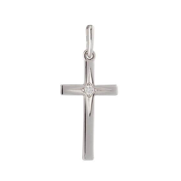 Крест с бриллиантом J01-D-PL-33584