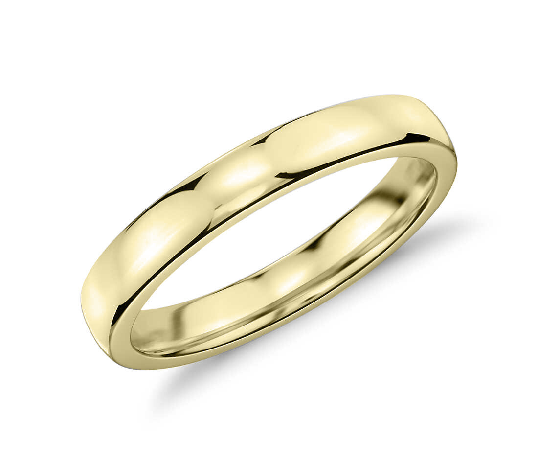 Flat with Round Edge Wedding Ring (18K Gold)