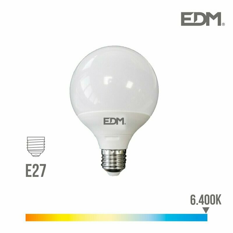 BOMBILLO GLOBO LED 125MM 15W E27 6400K EDM