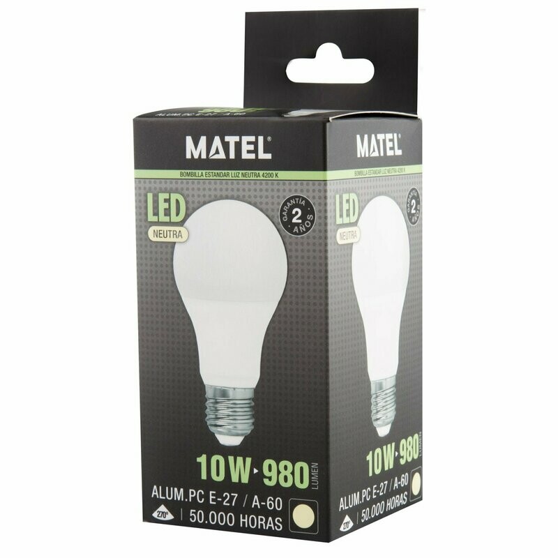 BOMBILLO LED ESTANDAR E-27 10W NEUTRA MATEL