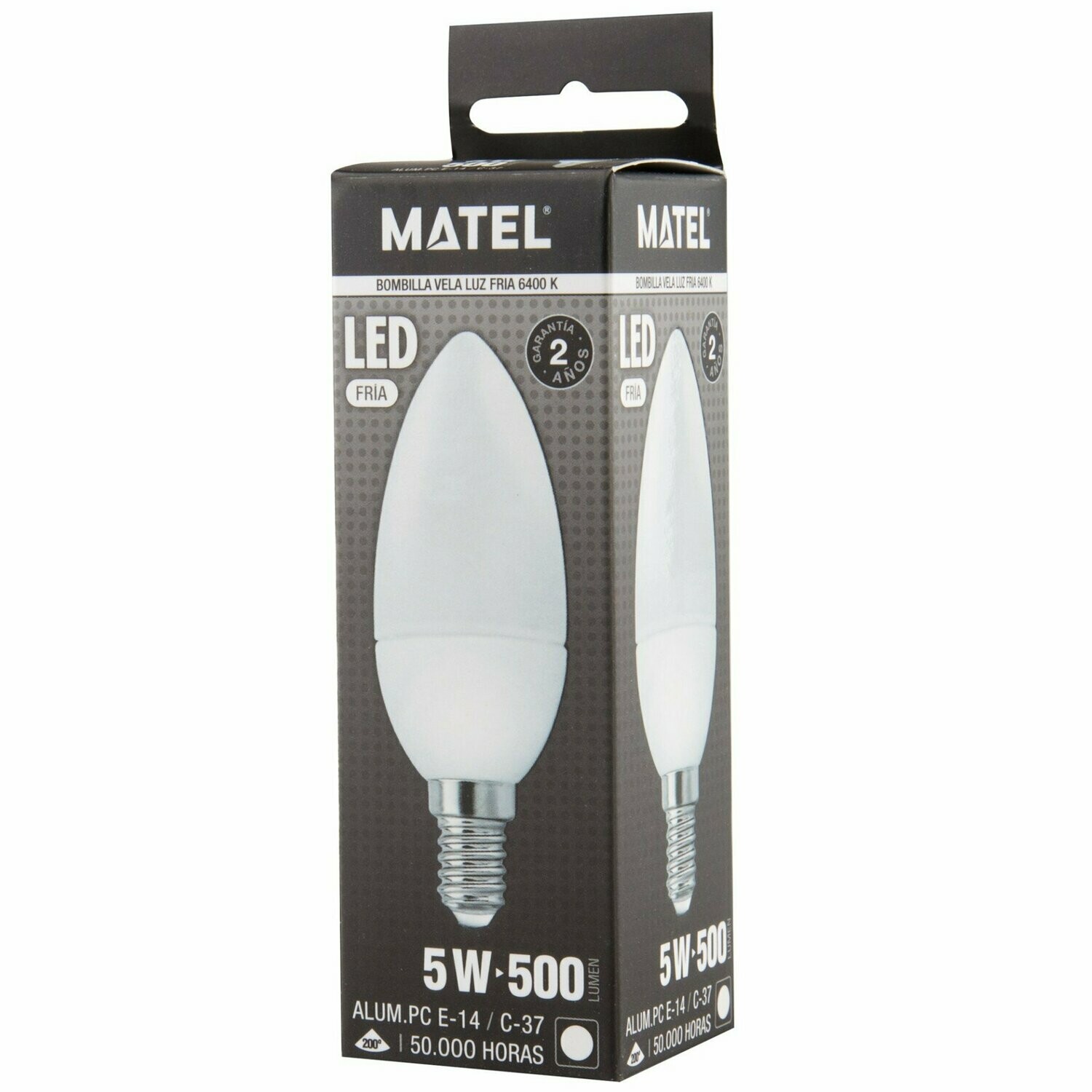 BOMBILLO VELA LED 5W E14 64K MATEL