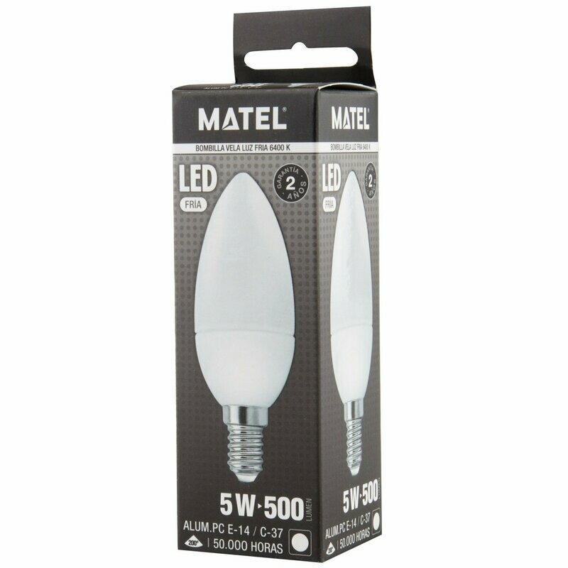BOMBILLO VELA LED 5W E14 64K MATEL