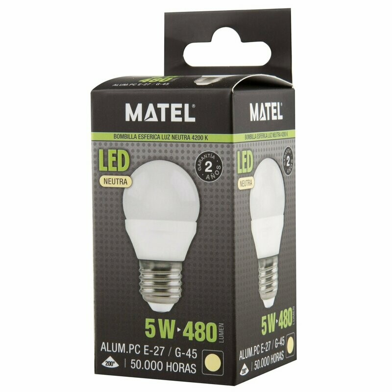 BOMBOLLO LED ESFERICA 5W NEUTRA MATEL