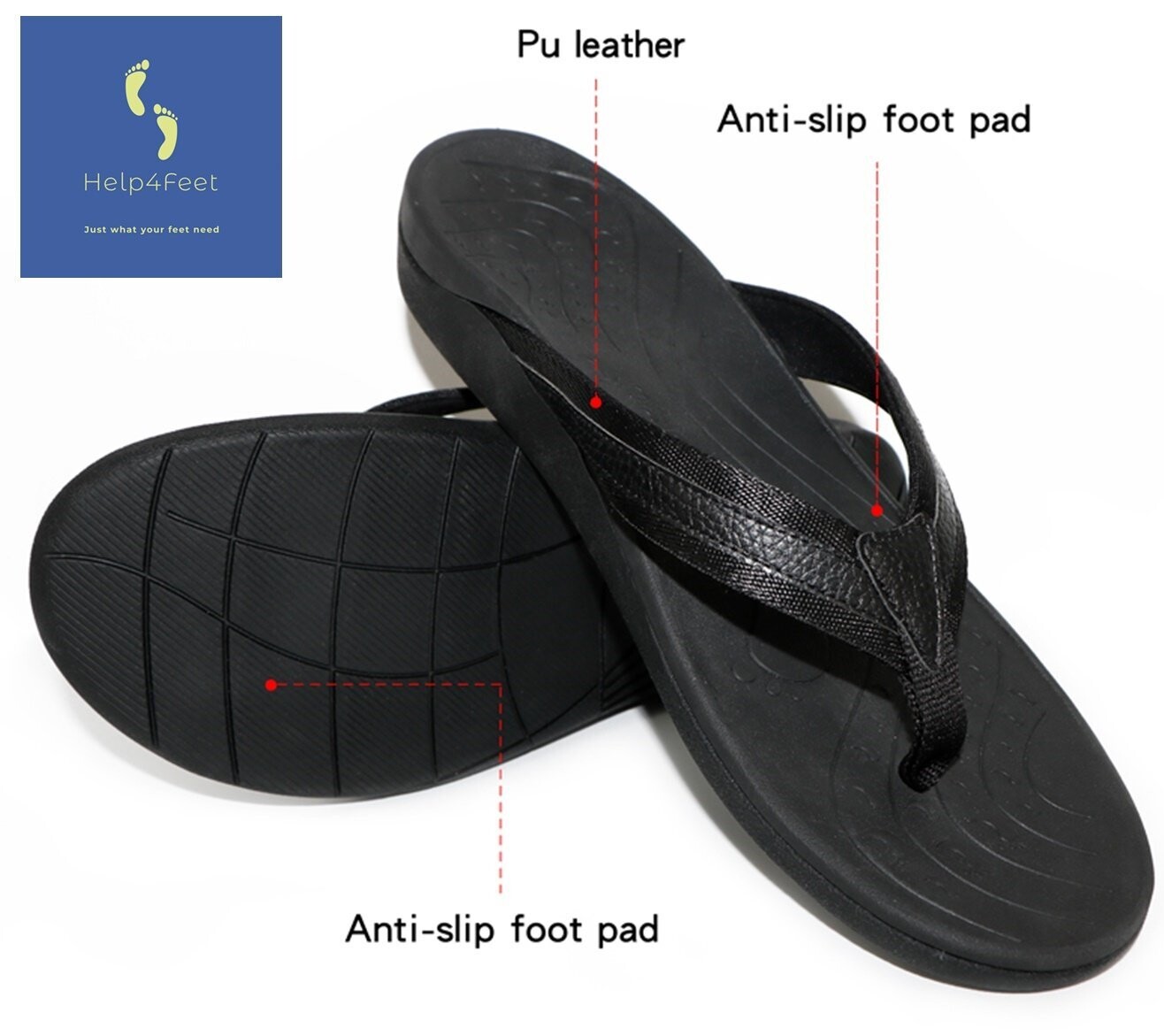 Men's Toe Post Sandals Arch support Black 11UK /EU 44